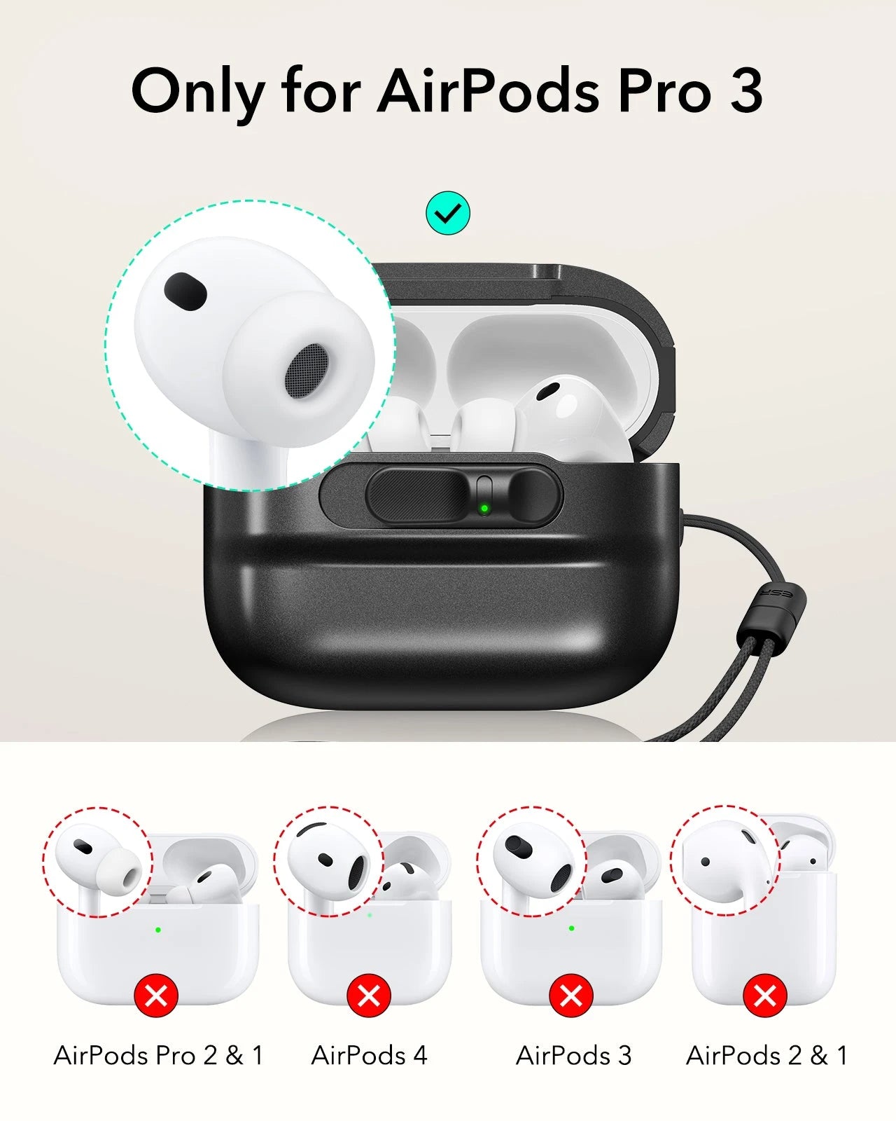 15W 3-in-1 Wireless Charging Station with CryoBoost (HaloLock) and AirPods Pro 3 Pulse FlickLock Case Bundle - Black - US Plug - Image 10