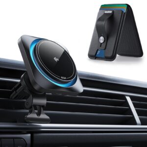 15W CryoBoost Car Charger and Geo Wallet Stand Bundle- US Plug–Black