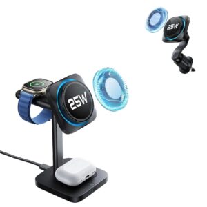 25W CryoBoost 3-in-1 Magnetic Charger (Qi2) and Car Charger (Air Vent)  Bundle - US Plug–Black