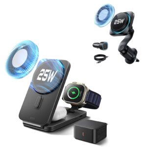25W CryoBoost Foldable 3-in-1 Magnetic Charger and Car Charger (Air Vent)  Bundle– EU Plug-Black