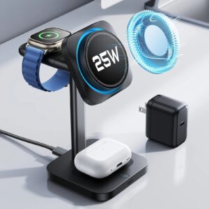 CryoBoost 3-in-1 Magnetic Charging Station (25W, Qi2.2)  - JP Plug–Black