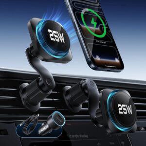 OmniLock Magnetic Car Charger (25W, CryoBoost, Air Vent) - Black