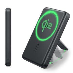 Qi2 5,000 mAh MagSlim Kickstand Power Bank - Black